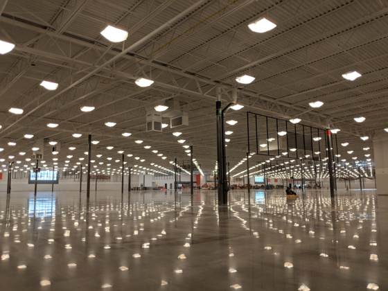 Polished concrete sales floor in a large retail warehouse