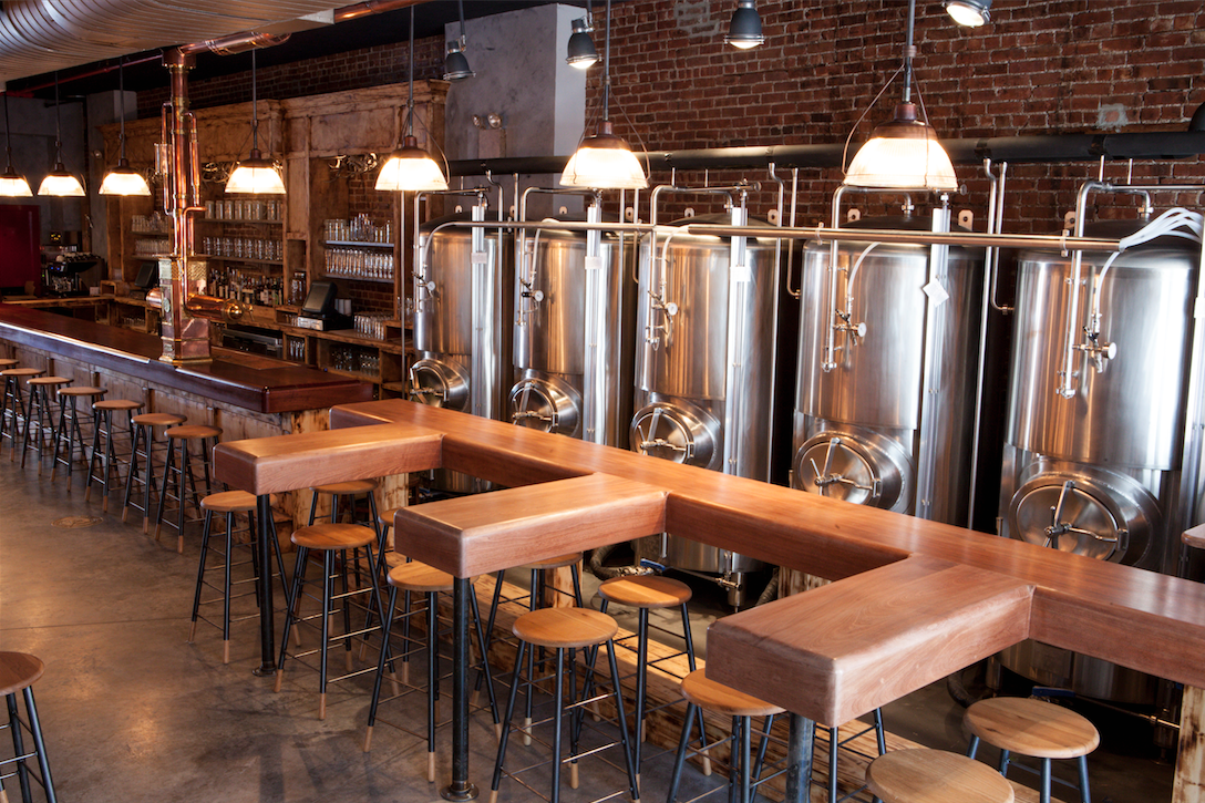 Polished concrete floor in a brewery taproom