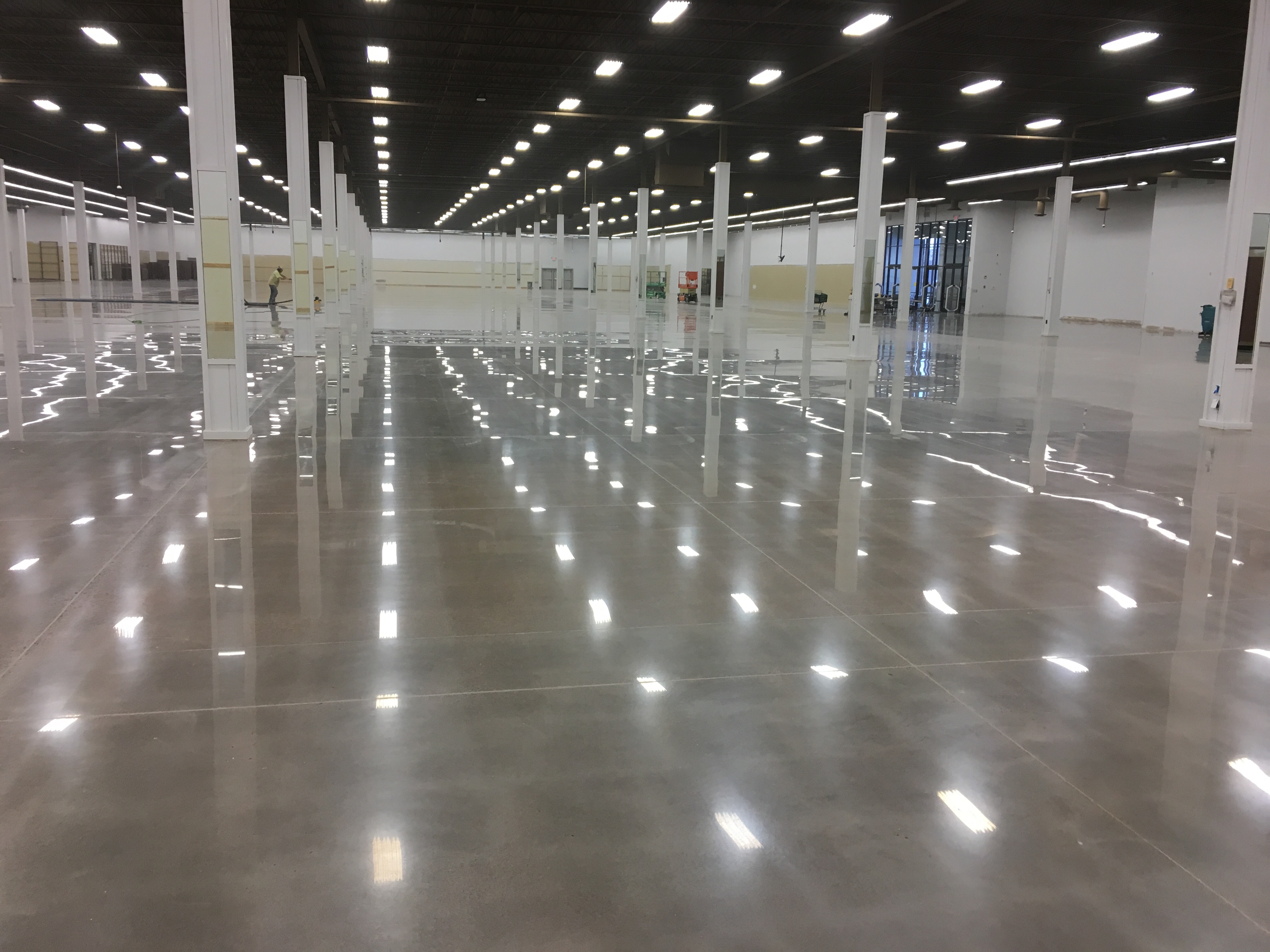 Polished concrete floor in a big-box retail remodel