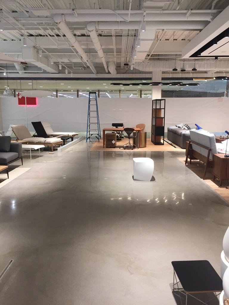 Polished concrete floor in a retail showroom